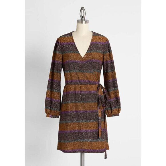 NWT ModCloth Primetime Shine Wrap Dress S - Picture 2 of 7